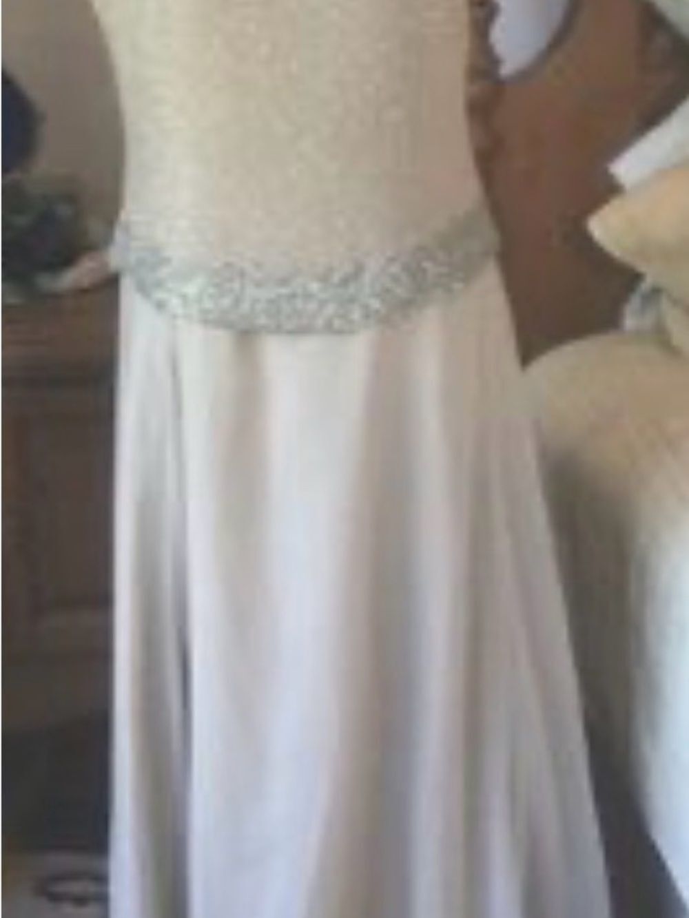 J Kara Ivory Maxi Dress with Beaded Waist